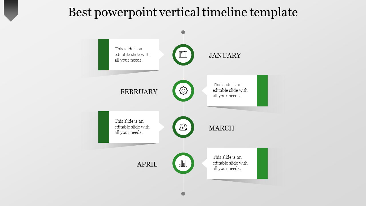 Best powerpoint vertical timeline template-Green